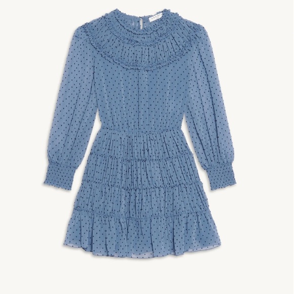 Sandro Blue Dotter Short draped and ruffled dressBrand new with tags never worn